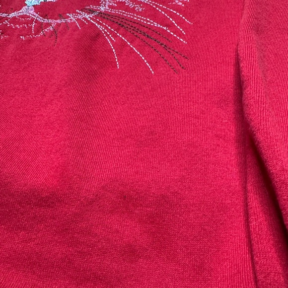 Vintage 1990s Cat Crewneck Sweatshirt Men’s 3XL Red Vtg 90s - Picture 4 of 5
